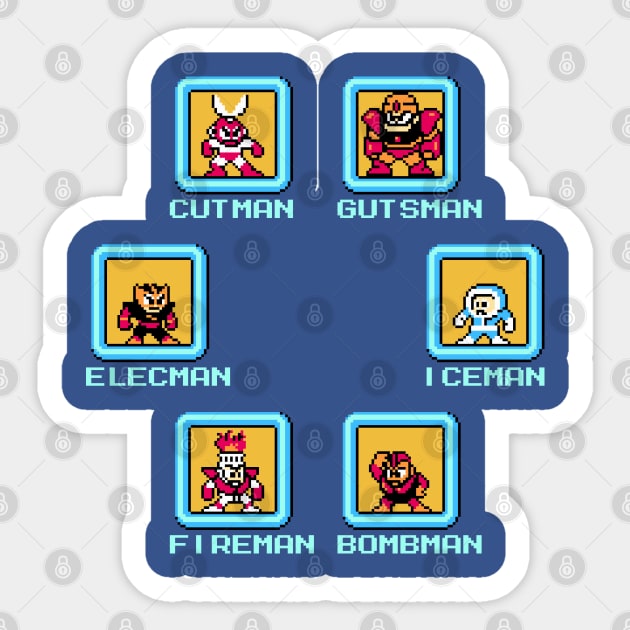 Mega-Man 1 Robot Masters Sticker by allysontx